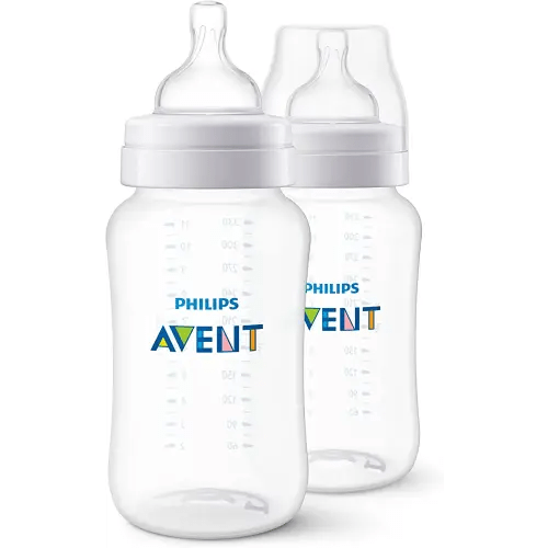 Philips AVENT Anti-Colic Baby Bottles, 11oz, 2pk, Clear, SCY106/02