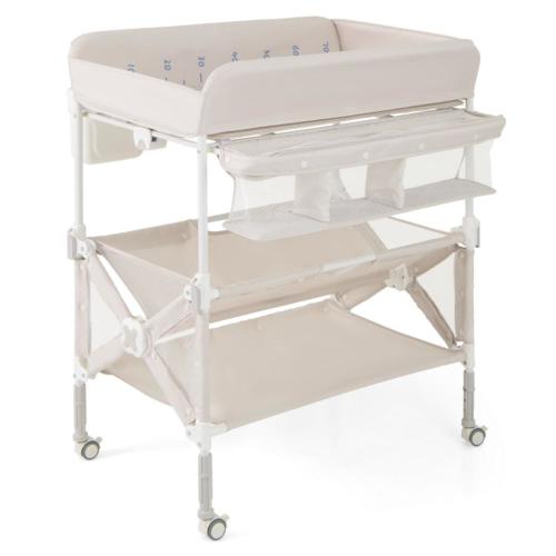 Hivvago Portable Baby Changing Table with Wheels and Large Storage Rack