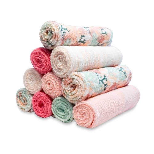 Spasilk Baby Bath Washcloths Set, Pack of 10, Pink Coral, Perfect for Newborns and Infants