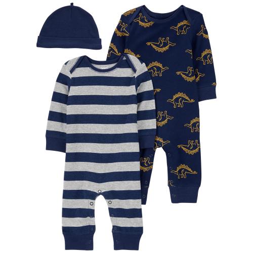 Baby 3-Pack Cotton Pajamas - Style,Navy