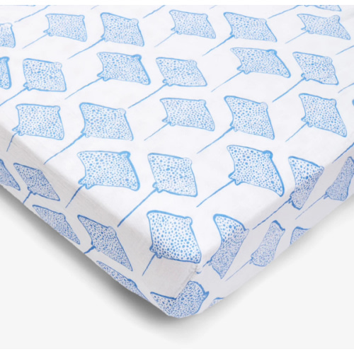 Organic Cotton Crib Sheets by Lewis - Stingray in Marine