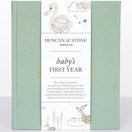 Baby First Year Book (Sage Green, 112 Pages) - Memory & Milestone Baby's First Year Photo Album from Pregnancy to First Year – Baby Book Keepsake Gift