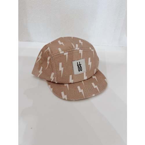 Snapback | Tan & Cream Lightning Bolt
