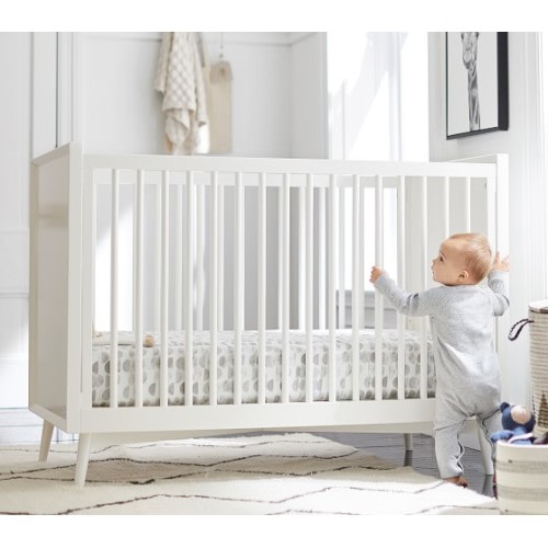 west elm x pbk Mid-Century Convertible Crib - Crib Only - White - White - Standard UPS