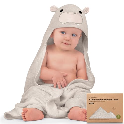 KeaBabies Baby Hooded Towel - Viscose Derived from Bamboo Baby Towel, Toddler Bath Towel, Infant Towels, Large Hooded Towel, Organic Baby Towels with Hood for Girls, Babies, Newborn Boys (Hippo)