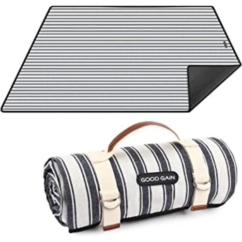 G GOOD GAIN Waterproof Picnic Blanket (Double Stripe)