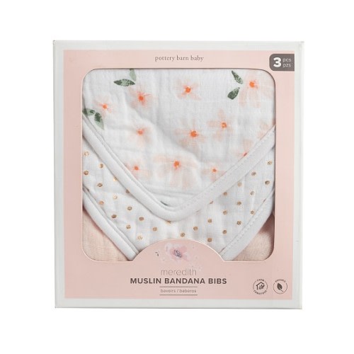 Meredith Muslin Drool Bib Set - Blush Meredith Allover
