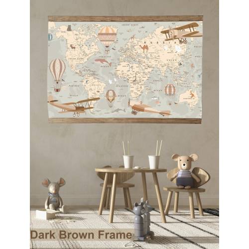 World Map Tapestry, Nursery Printed Cotton Fabric Tapestry / Kid's Room Tapestry / Nursery Tapestry / Educational World Map / Kids Gifts