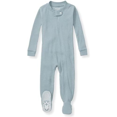 Burt's Bees Baby unisex-baby Honeysoft Sleeper Pajamas, Zip Front Non-Slip Footed Footie PJs, Organic Cotton & Lyocell