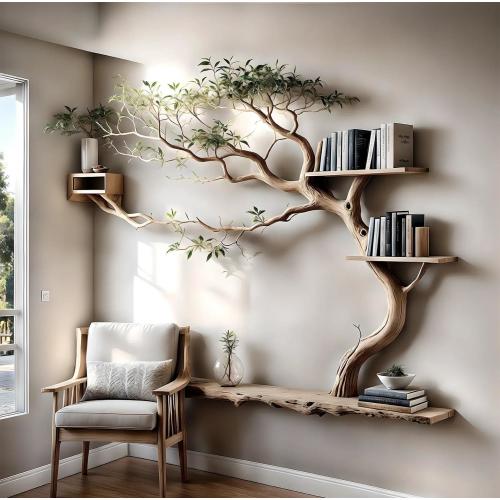 Tree branch bookshelf with stand, wall decoration bookshelf, living room decoration