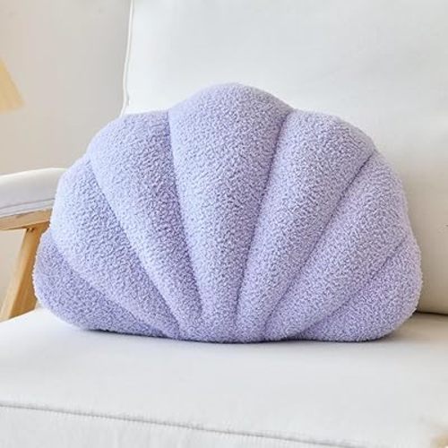 Seashell Throw Pillows, Shell Shaped Throw Pillows, 18 Inch Soft Home Decorative Pillow Plush Cushion for Bed Couch Living Sofa Room Decor Accent Throw Pillow (Lavender 18Inch)