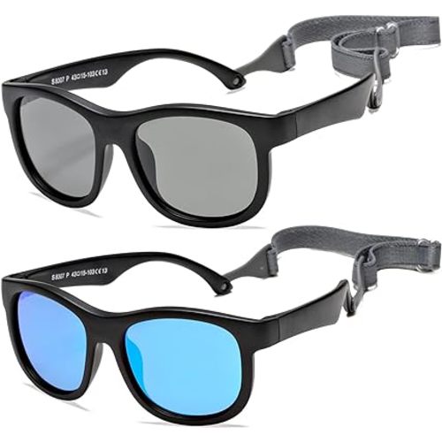 COASION Flexible Polarized Baby Sunglasses with Strap Adjustable for Toddler Newborn Infant 0-24 Months