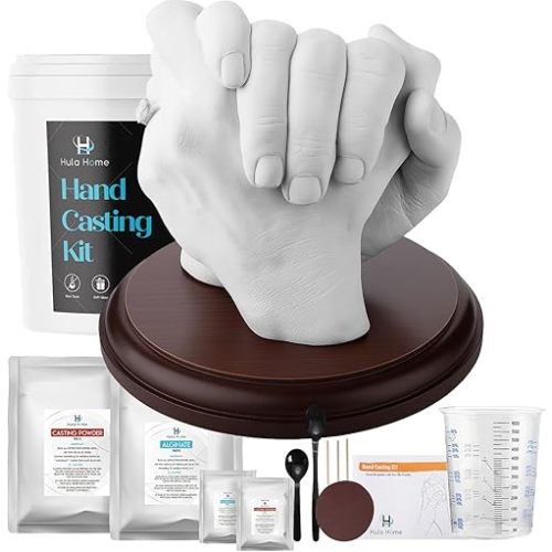 Hula Home Hand Casting Kit for Couples or Family with Mounting Plaque | Anniversary DIY Gifts Her & Him, Keepsake Sculpture Wedding Kids,