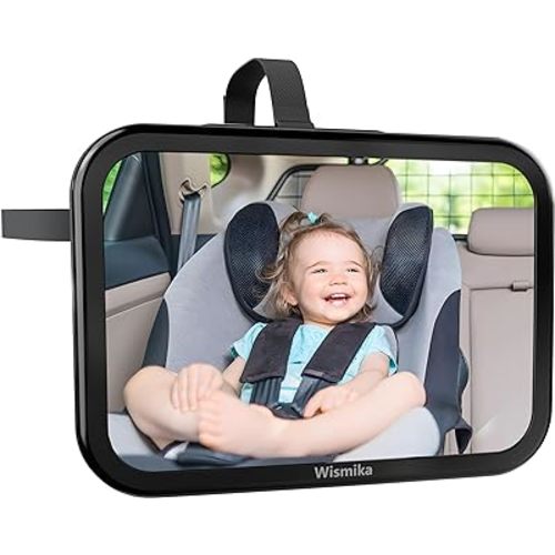 Wismika Baby Car Mirror Rear-facing, 360° Car Seat Mirror Rear Facing Infant, Shatterproof & Adjustable Convex Car Rear Seat Mirror for Toddlers, Flexible and Stable, Essentials for Newborn