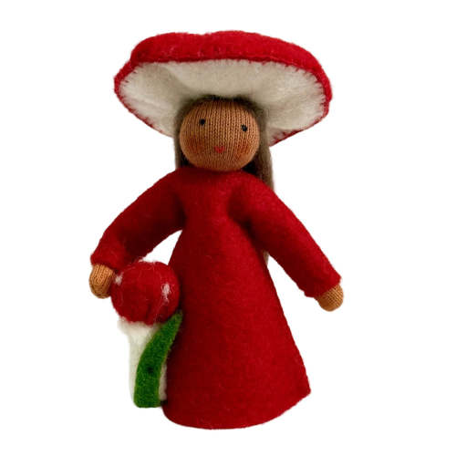Ambrosius Lavender Fairy Holding Flower · Brown | Waldorf Flower Fairy | Acorn Toy Shop