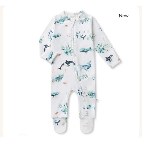 Ocean Organic Baby Snuggle Sleepsuit Footie | Snuggle Hunny
