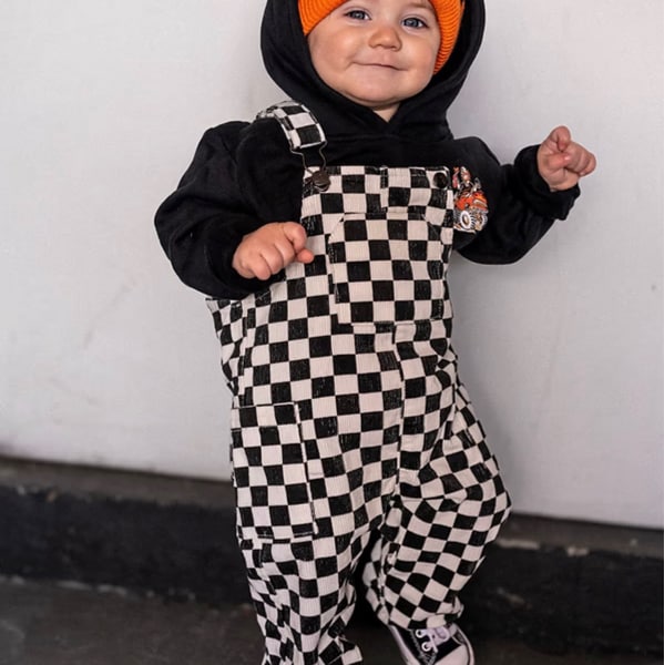 Classic Checkered Overalls - Black | Little Trouble