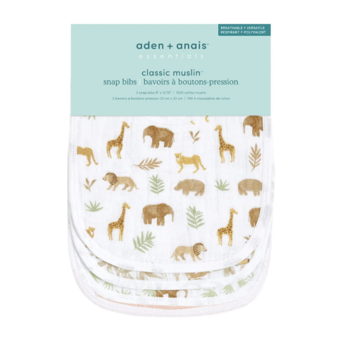 Tanzania Cotton Muslin Snap Bibs 3pk | aden + anais