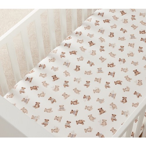 Teddy Bear Organic Crib Fitted Sheet