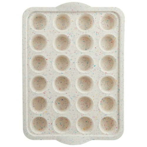 Trudeau Silicone 24 Count Mini Muffin Pan, Multi-Color Confetti, Dishwasher Safe