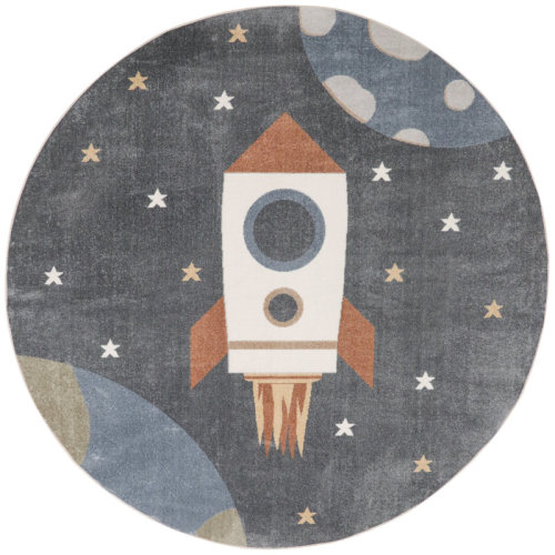 Union Rustic Astra Machine Washable Graphic Sky Blue Rug & Reviews | Wayfair