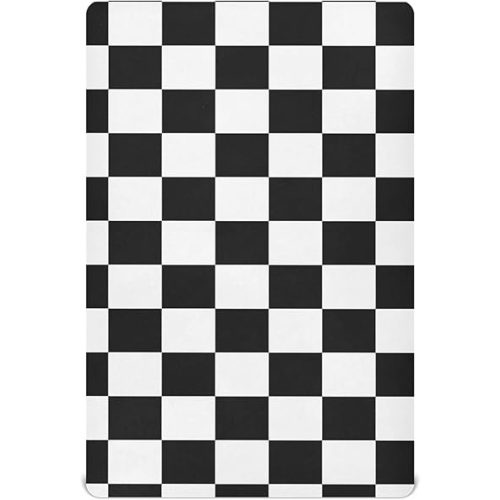 Checkerboard Plaid Crib Sheets for Boys Girls Pack and Play Sheets Breathable Mini Crib Sheets Fitted Crib Sheet for Standard Crib and Toddler Mattresses Baby Crib Sheets for Girls Boys, 52x28IN