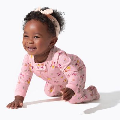 Onesies Brand Baby Girls' Long Sleeve Sleep 'n Plays - Rainbow Floral - 0-3 Months - 4-pack