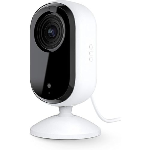 Arlo Essential Security Camera 2K | Indoor Only| 2nd Gen | Baby Monitor & Pet Camera | Wired Automated Privacy Shield, 2-Way Audio, Night Vision, Live Stream, Motion Alerts & Notifications White,1 Cam