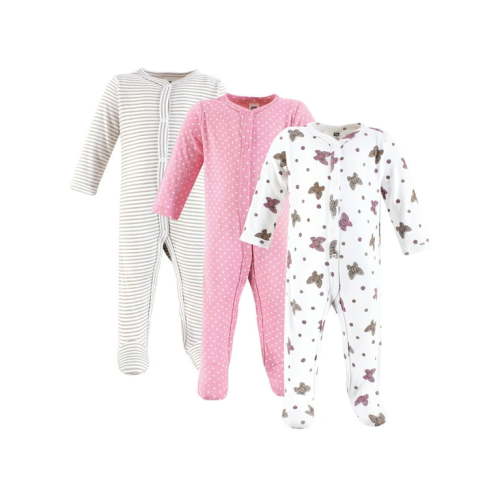 Hudson Baby Long Sleeve Sleep and Play, 3-Pack, Newborn-9 Months