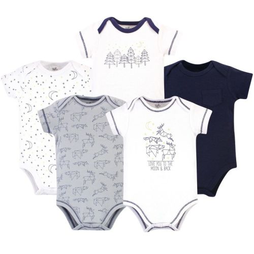 Touched By Nature Baby Boy Organic Cotton Bodysuits 5pk, Constellation, 9-12 Months