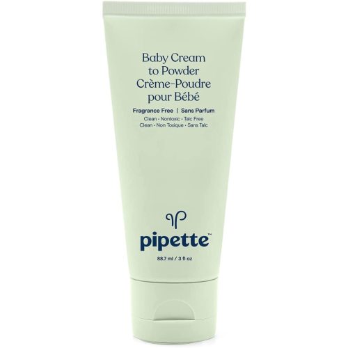 Pipette Baby Cream to Powder - Talc-Free Baby Powder, Keep Baby's Skin Happy, Squalane Helps Restore The Natural Balance of Baby’s Skin, Fragrance Free, 3 oz