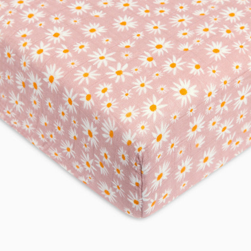 babyletto Crib Sheet in GOTS Certified Organic Muslin Cotton - Daisy