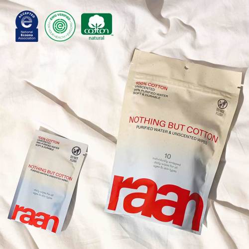 100% COTTON WATER WIPES, UNBLEACHED.