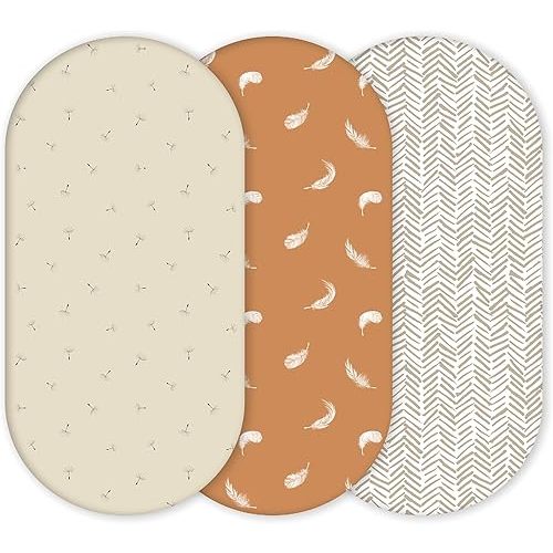 Premium Fitted Baby Bassinet Sheets, Changing Pad Cover and Stroller Sheets, Compatible with 4moms Mamaroo, Chicco Lullago, Graco, Halo and Uppababy, 100% Ultrasoft Cotton, 32x16” - Boho