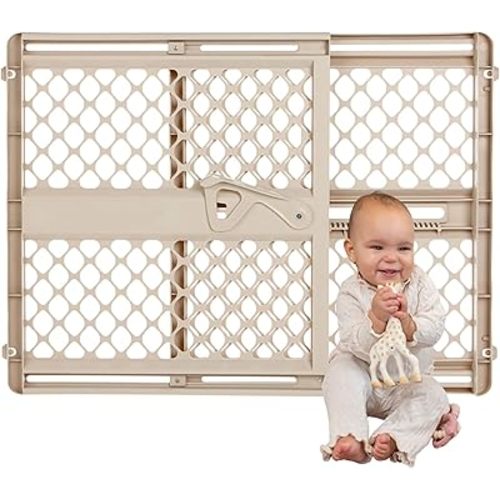 Toddleroo by North States - Supergate Ergo Baby Gate: Plastic Baby Gate for Stairs & Doorways - Adjustable Indoor Safety Gate - Made in USA - 26 to 42 Inches Wide - 26 Inches Tall - Ivory