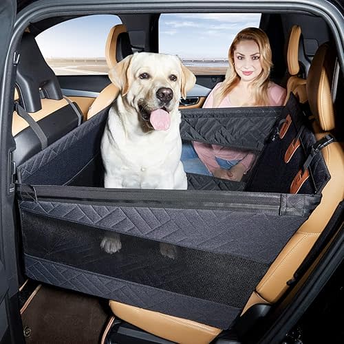 Dog Car Seat for Medium Dogs,Back Seat Extender for Dogs,Large & Small Dog Car Seat Cover for Back Seat, Dog Hammock for Car Back Seat Dog Bed Mattress,Pet Car Seat for Car SUV Truck(Black-L)