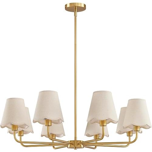 KAISITE Modern Gold Chandelier 8-Light Farmhouse Chandelier for Dining Room Industrial Dining Kitchen Light Fixture Over Table Ceiling Chandelier for Bedroom Living Room Foyer Entryway