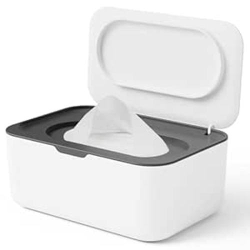 Wipes Dispenser, Wipe Holder for Baby & Adult, Seposeve Refillable Baby Wipe Container, Keeps Wipes Clean. Non-Slip, Easy Pull Wipes Pouch Case, Grey