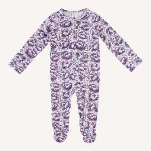 long sleeve zipper footie | purple petal | bamboo