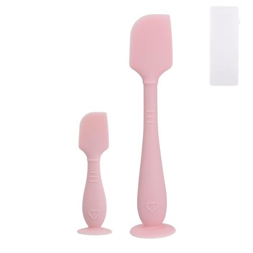 2pcs Baby Diaper Cream Spatula with Travel Case, 2 Sizes Soft Flexible Silicone Butt Paste Applicator Baby Diaper Rash Cream Spatula Bum Brush for Newborn (Pink)