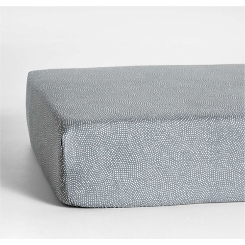 Batik Mist Blue Organic Cotton Baby Crib Fitted Sheet by Leanne Ford