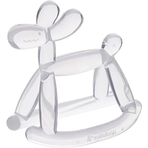 Teething Toy for Baby, Jellydog Never Drop Food Grade Silicone Rocking Teether, Prevent Choking & Odorless, Less Dust and Hair Adhesion, Baby Gift, Clear