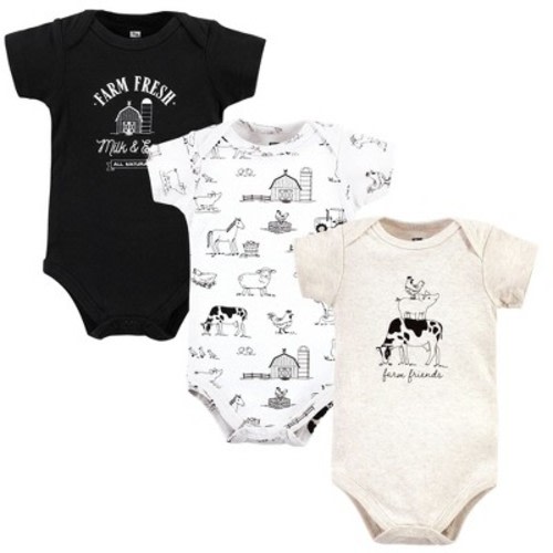 Hudson Baby Cotton Bodysuits, Farm Friends, 9-12 Months