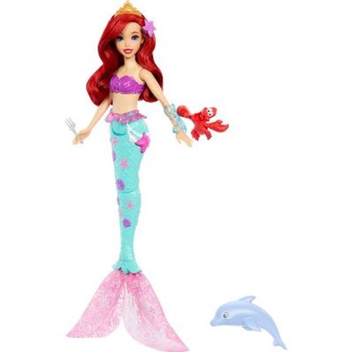 Disney Princess Ocean Friends Ariel Swimming Mermaid Doll with Squirt Toy, Figure & 4 Accessories