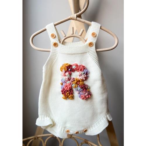 Custom embroidered floral initial, custom toddler jumper, custom baby romper, custom initial sweater, baby name sweater, baby romper