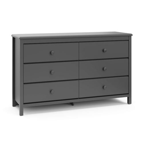 Storkcraft Alpine 6 Drawer Double Dresser (Gray) – GREENGUARD Gold Certified Nursery Essential, Kids Storage Chest, Bedroom Organizer, Modern Dresser, Easy to Match
