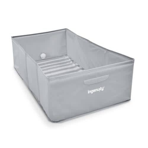 Ingenuity Tuckaway Toddler Folding Tub, Converts Shower to Tub, Folds to Store, Easy to Clean, No Assembly Required, Portable Baby Bathtub for Travel, 12M-5Y, Gray