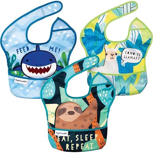 Tiny Twinkle Mess-Proof Baby Bib - Waterproof Bib for Baby Boy or Girl - PFAS, PVC, BPA, Phthalate Free - Baby Food Bibs