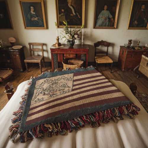 Eagle Flag Woven Blanket - Handmade Americana, Home Decor, Primitive Design, July 4th Throw, Colonial Style Art, Vintage American Flag