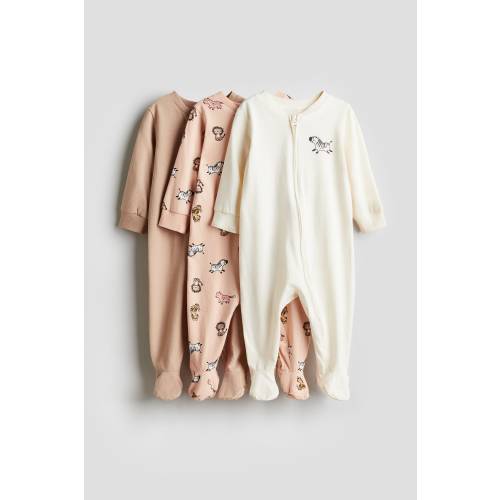 3-PACK PAJAMA JUMPSUITS WITH ZIPPER